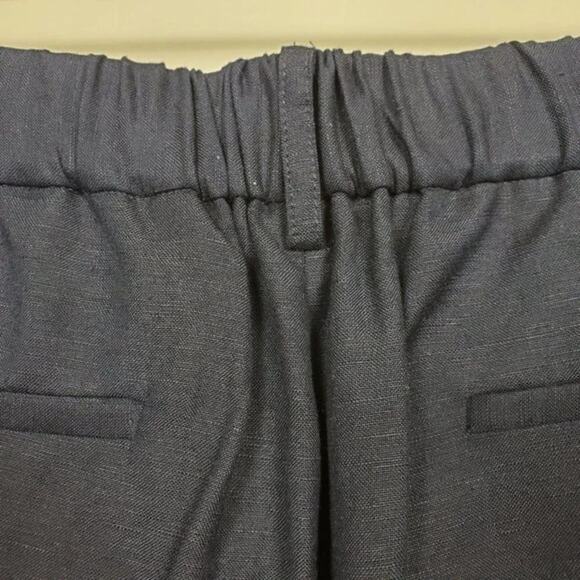 Bar III Linen Cropped Wide Leg Pants Navy Blue Women Size 12 Pull On NEW - Picture 6 of 9
